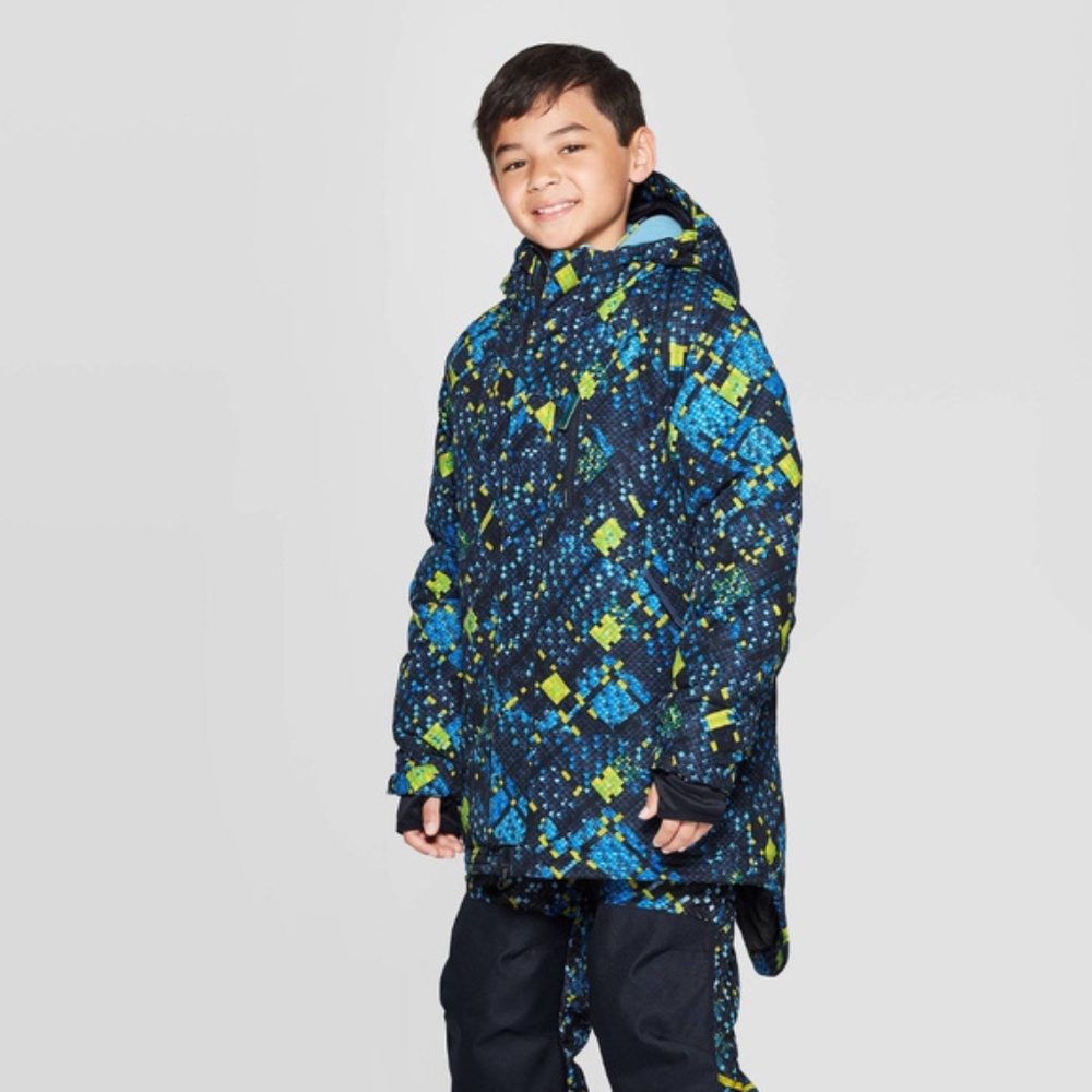 C9 by Champion Kids Blue and Yellow Patterned Parka Jacket Size M (8-10)